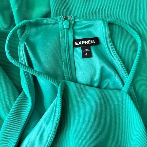 Express Teal Halter Fit & Flare Mini Dress - Picture 3 of 6